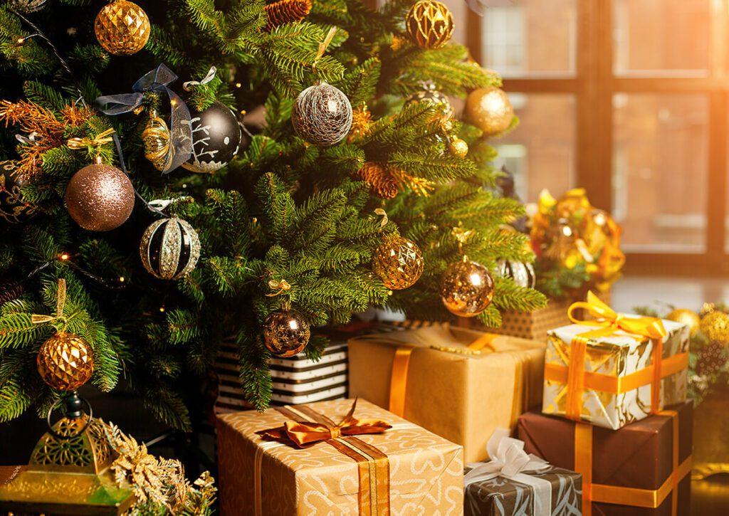 Christmas tree with gold balls