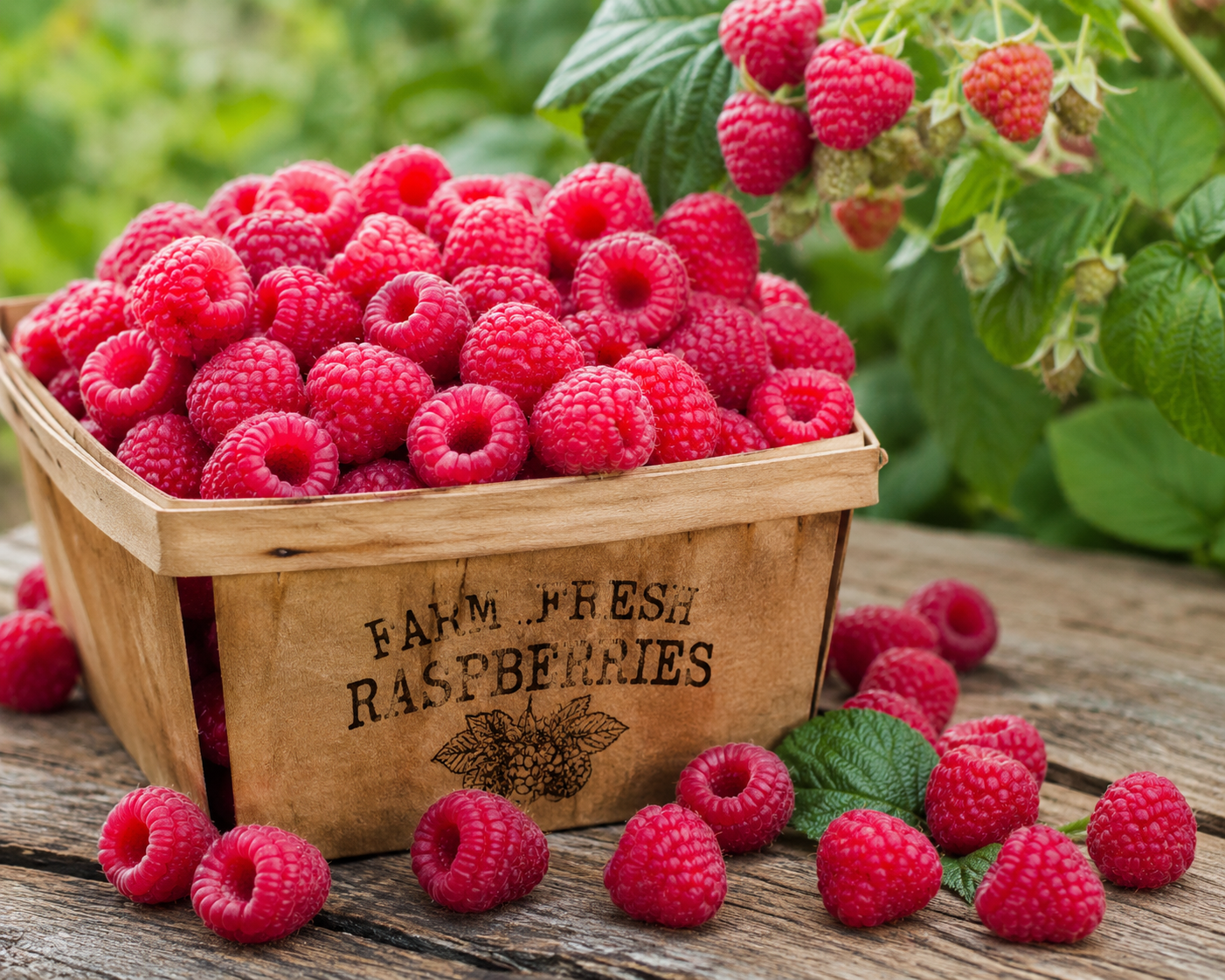 Fresh locally grown raspberries at Don-O-Ray Farms farm market in Kelowna