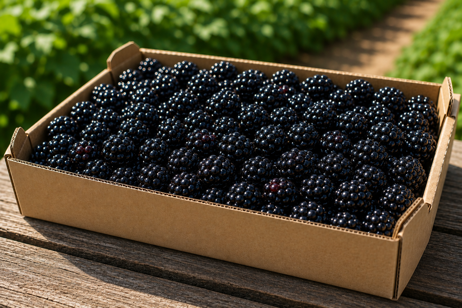 Fresh locally grown blackberries at Don-O-Ray Farms farm market in Kelowna